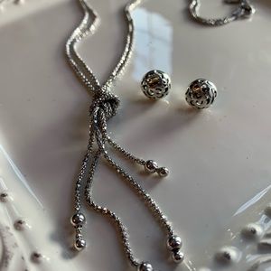 Silver Necklace and Earring Set